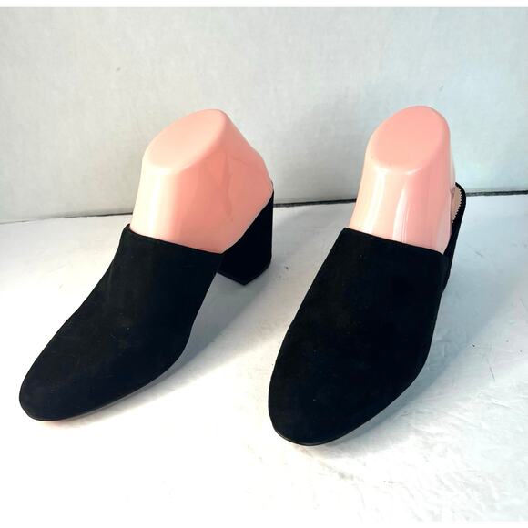 J. Crew Black Suede Block Heel Slip On Leather Insoles Mule Clog Shoes Sz 8 - Picture 1 of 11